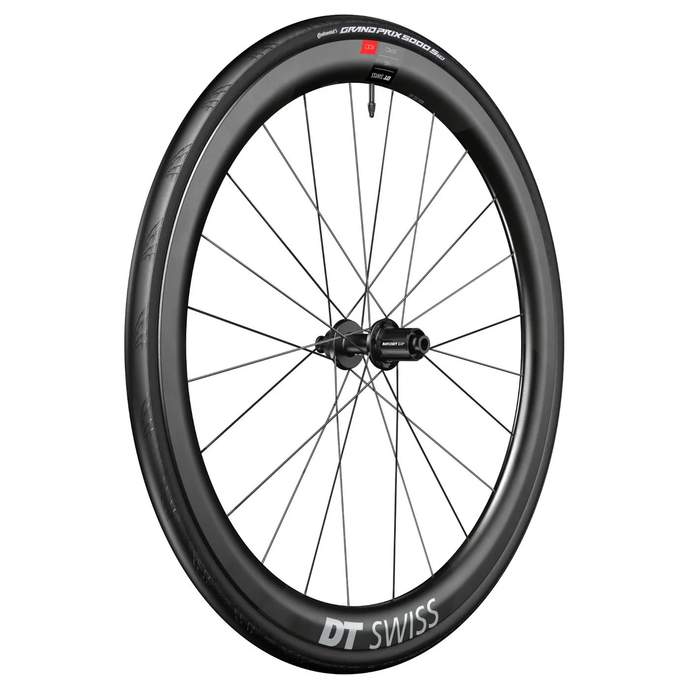 Пара колес DT Swiss | Continental WTS Wheel System - ERC 1100 DICUT 45 Set + Aero 111 / GP 5000 S Folding Tire - 28" | 12x100/12x142mm - HG-L / XDR