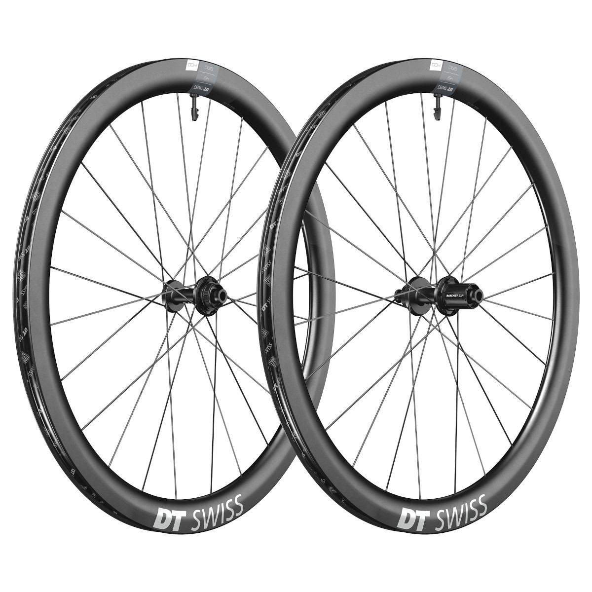 Пара колес DT Swiss ERC 1400 DICUT 45 Вилсет - 28" Карбоновые | Клинчер | Центрлок - 12x100mm | 12x142mm - black