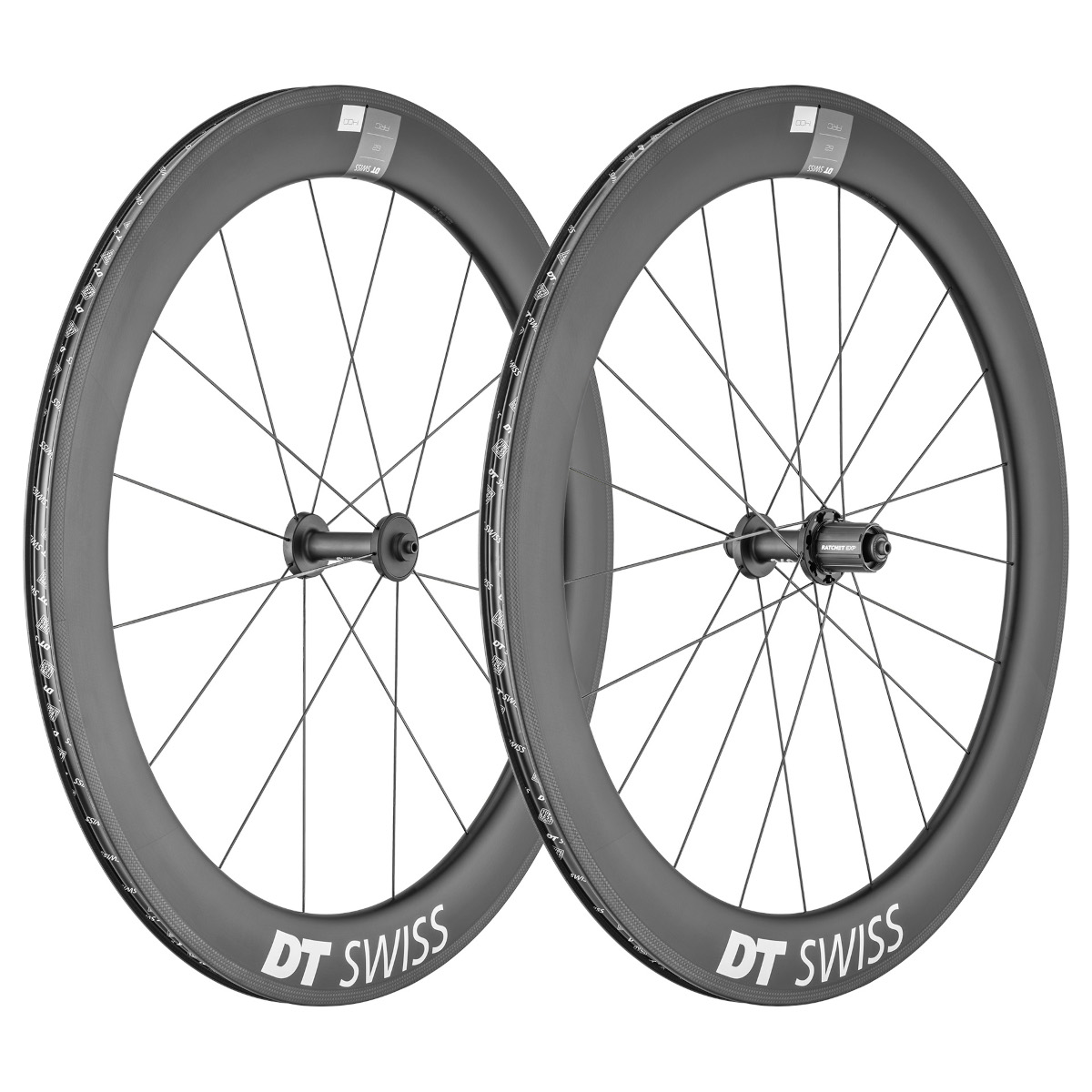 Пара колес DT Swiss ARC 1400 DICUT 80 - 28" Carbon Вилсет - FW: QR / RW: QR 130 - Shimano HG-EV / SRAM XDR