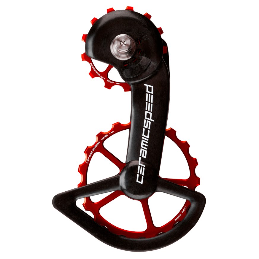 CeramicSpeed OSPW Derailleur Pulley System - Coated Bearings | for Shimano Dura Ace/Ultegra (R9100/R8000) - red